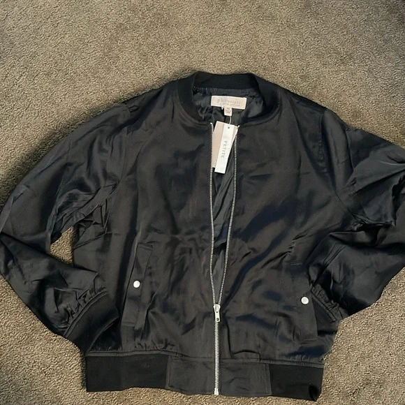New w/ tag Philosophy bomber jacket coat trendy satin look small women petite - Picture 4 of 4
